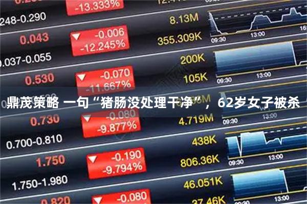 鼎茂策略 一句“猪肠没处理干净”，62岁女子被杀